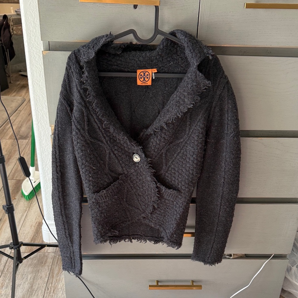 Tory Burch Black Textured Cardigan